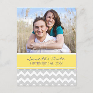 Yellow Grey Photo Save the Date Wedding Postcards