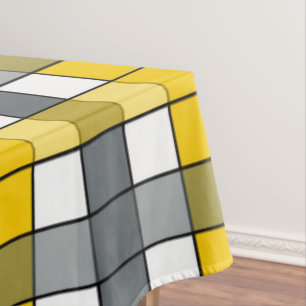 YELLOW & GREY PLAID TABLECLOTH