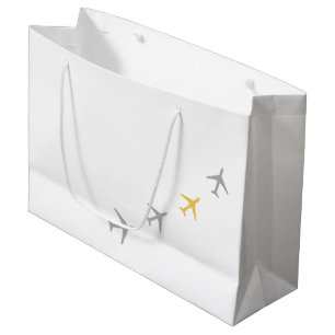 Yellow Grey Planes Aeroplanes Aviation Fly Airways Large Gift Bag