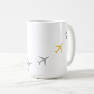 Yellow Grey Planes Airplanes Aviation Fly Airways Coffee Mug