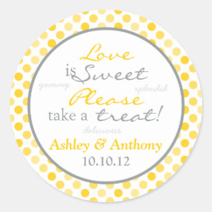 Yellow Grey Polka Dot Candy Buffet Stickers