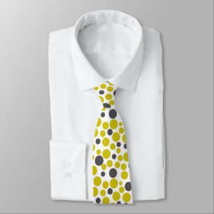 yellow grey polka dots on a white background tie