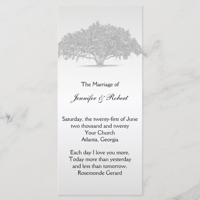 Yellow Grey Silver Mossy Oak Wedding Program Programme (Front)