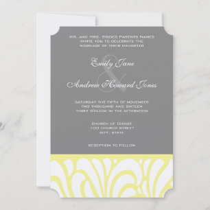Yellow & Grey Swirl Pattern Wedding Invitation