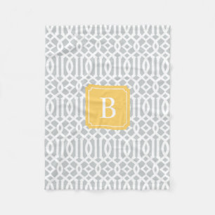 Yellow & Grey Trellis   Fleece Blanket