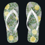 Yellow & Grey Vintage Elegant Floral Wedding Flip Flops<br><div class="desc">Beautiful wedding collection with a yellow and grey floral design!  An elegant look for a spring,  summer or garden wedding.  Roses and peonies are abundant and elegantly displayed for a sophisticated and beautiful look!</div>