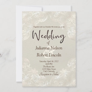 Yellow grey vintage gilded white invitation