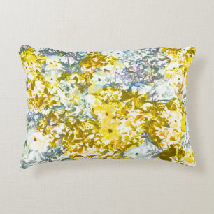 Yellow grey water colour flower pattern design decorative cushion