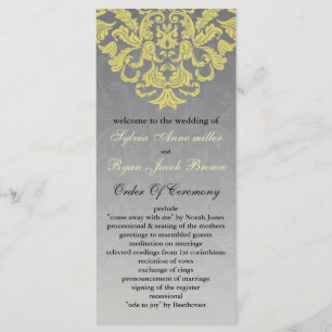 "yellow grey" Wedding program Programme
