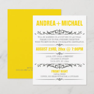 Yellow & Grey Wedding Reception ONLY Invitations