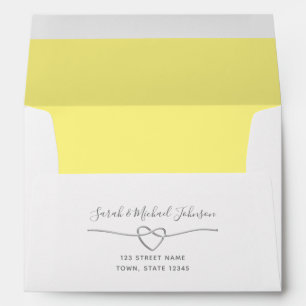 Yellow Grey Wedding Return Address 5x7 Envelope