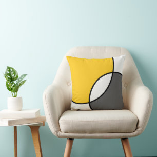 Yellow Grey White Circles  Cushion