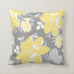 Yellow Grey White Floral Decorative Pillow<br><div class="desc">Elegant and modern lemon yellow, grey and white classic vintage flowers pattern decorative throw pillow. Fully customisable, add your own text or photo for a truly unique home decor item.</div>