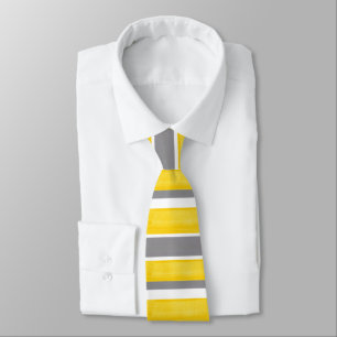 Yellow Grey White Stripes Modern 2 Tie