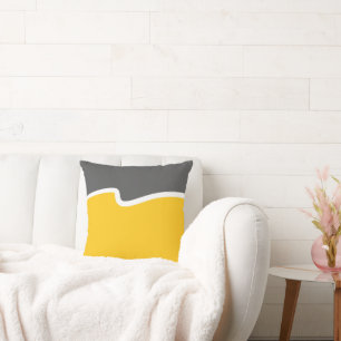 Yellow Grey White Wave Colour Block  Cushion