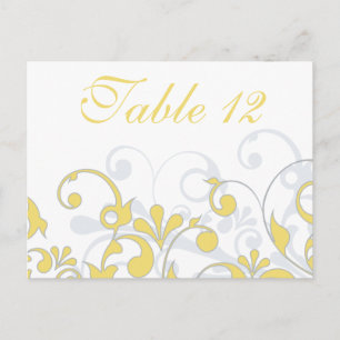 Yellow, Grey, & White Wedding Table Cards