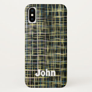 Yellow Grid Lines Art Pattern iPhone X Case
