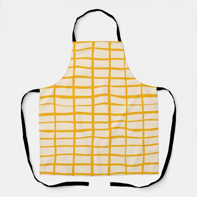 Yellow grid simple pattern apron (Front)