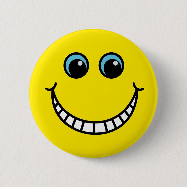Yellow Grinning Emoji Face 6 Cm Round Badge (Front)