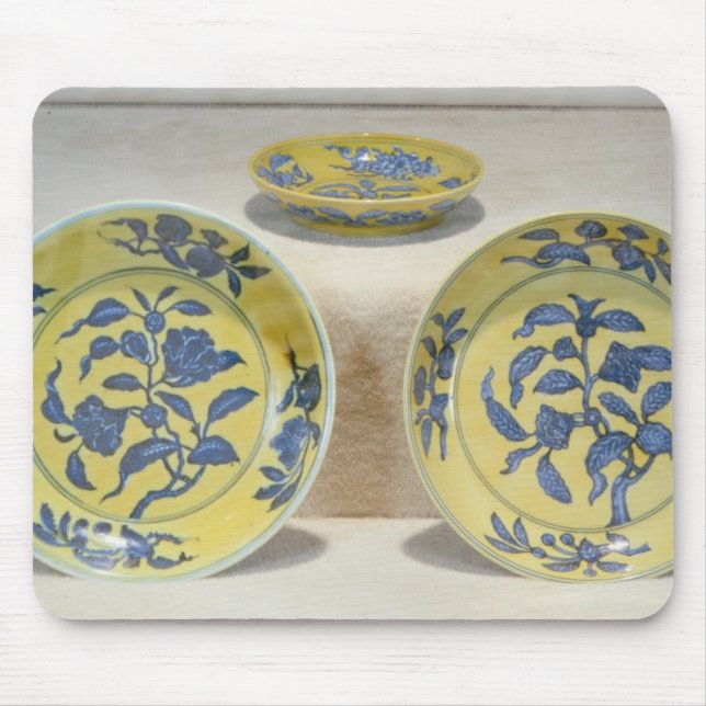Yellow ground dishes painted in underglaze mouse mat (Front)