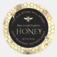 Yellow Grunge Honeycomb Honey Label (Vintage Bee)