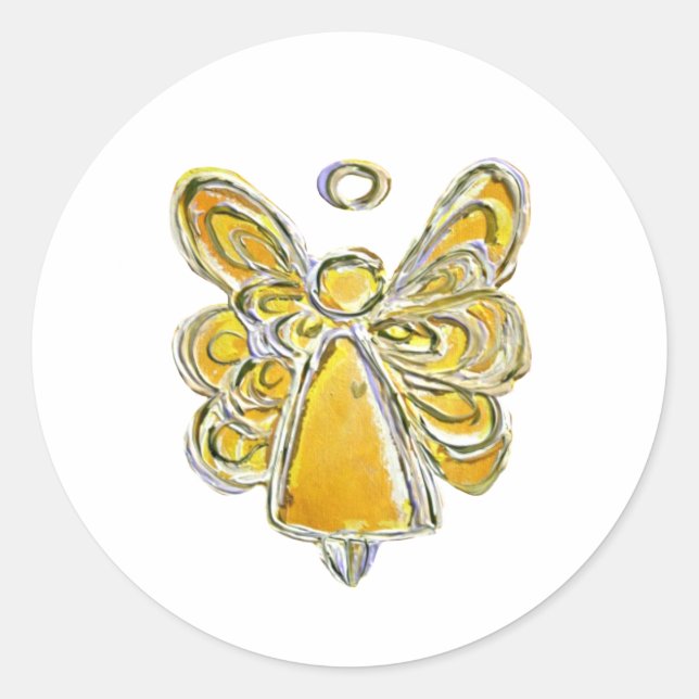 Yellow Guardian Angel Art Decal Stickers (Front)