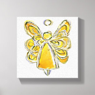 Yellow Guardian Angel Art Wrapped Canvas Painting
