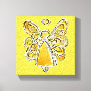 Yellow Guardian Angel Art Wrapped Canvas Painting
