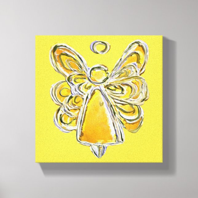 Yellow Guardian Angel Art Wrapped Canvas Painting (Front)