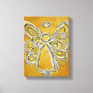 Yellow Guardian Angel Art Wrapped Canvas Painting