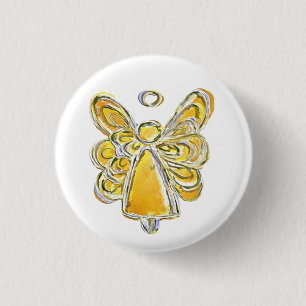 Yellow Guardian Angel Custom Holiday Pin Button