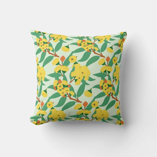 Yellow Gum Tree Flowers Cushion (Front)