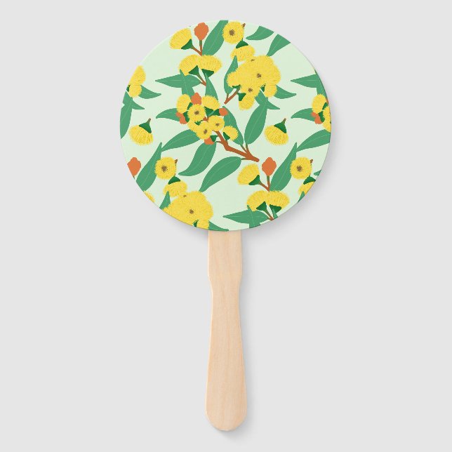 Yellow Gum Tree Flowers Hand Fan (Front)