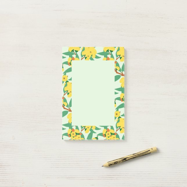 Yellow Gum Tree Flowers Post-it Notes (On Desk)