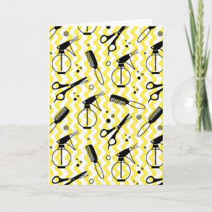 Yellow Hairdresser Tool Pattern Card