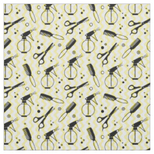 Yellow Hairdresser Tool Pattern Fabric
