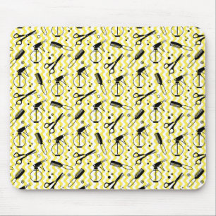 Yellow Hairdresser Tool Pattern Mouse Mat
