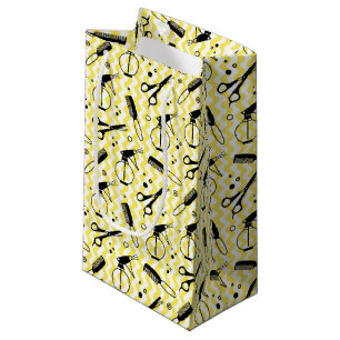 Yellow Hairdresser Tool Pattern Small Gift Bag