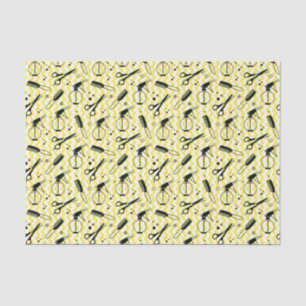 Yellow Hairdresser Tool Pattern Tissue Paper
