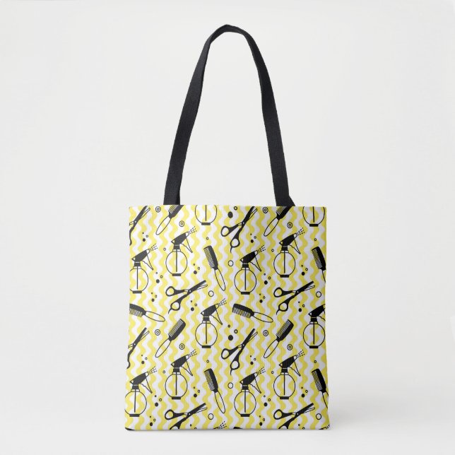 Yellow Hairdresser Tool Pattern Tote Bag (Front)