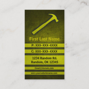 Yellow hammer tool grunge custom business cards