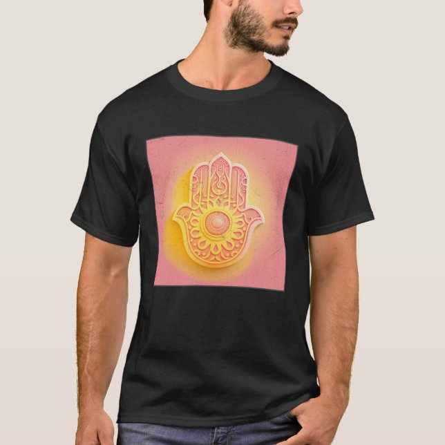 Yellow Hamsa Hand Illustration Pastel Color Women  T-Shirt (Front)