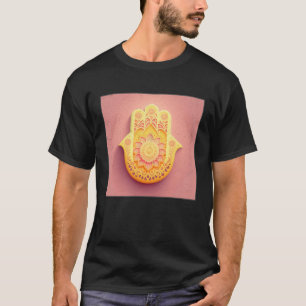 Yellow Hamsa Hand Illustration Pastel Colour Women T-Shirt