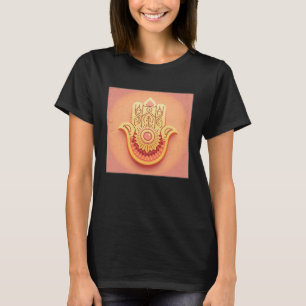 Yellow Hamsa Hand Illustration Pastel Colour Women T-Shirt