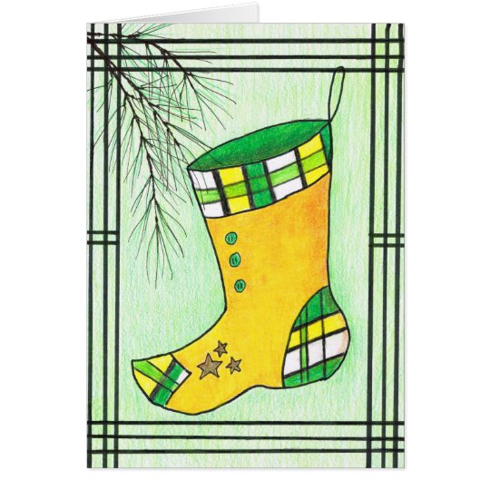 Yellow Hanbok Christmas Stocking Card