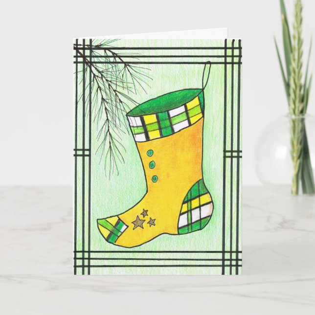 Yellow Hanbok Christmas Stocking Holiday Card (Front)