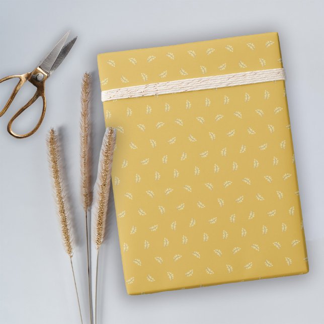 Yellow Hand Drawn Botanical Minimal Birthday Party Wrapping Paper (Creator Uploaded)