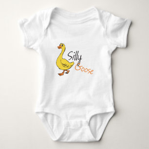 Yellow Hand Drawn Silly Goose Baby Goose Cartoon Bodysuit