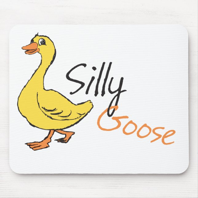 Yellow Hand Drawn Silly Goose Baby Goose Cartoon Mouse Mat (Front)