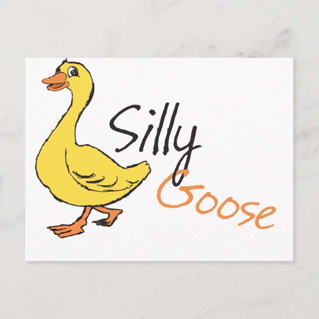 Yellow Hand Drawn Silly Goose Baby Goose Cartoon Postcard (Front)